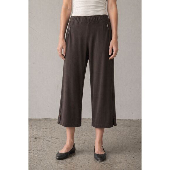 Lucy Pants - Lucy Pull-on Wide Leg Elastic Waist Leggings Brown M Short
